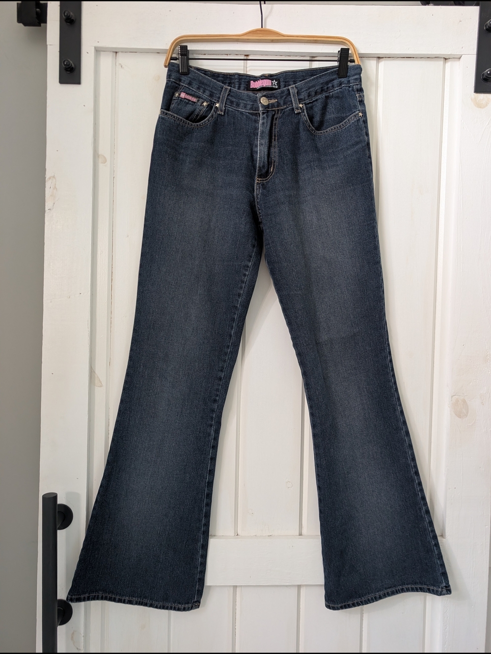 ​Vintage Y2K Bubblegum American Flavour Dark Wash Bootcut Flare Jeans Size 8/10